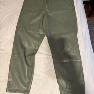 Women’s Faux Leather Olive Green Pants